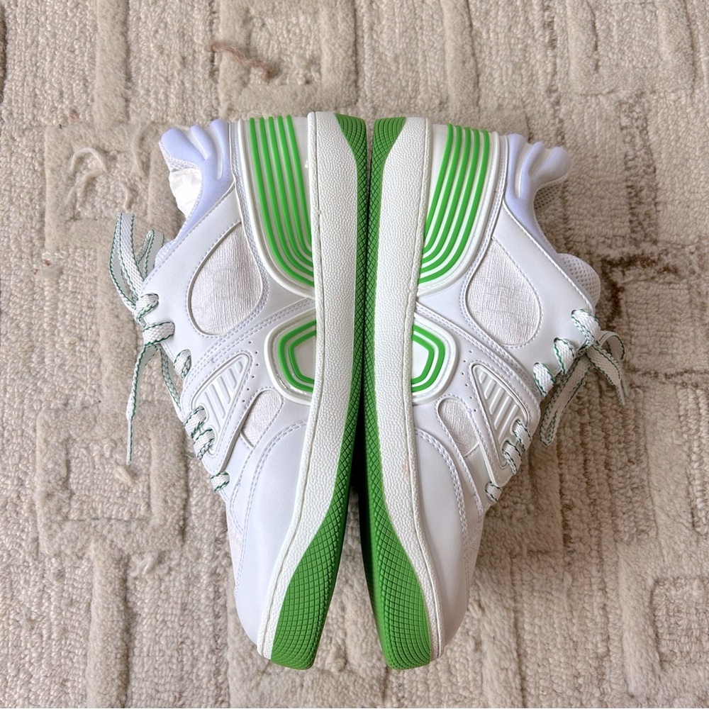 NIB Authentic Gucci GG Plus & Leather Basket Low Top Sneakers White Green 38 - Picture 2 of 9